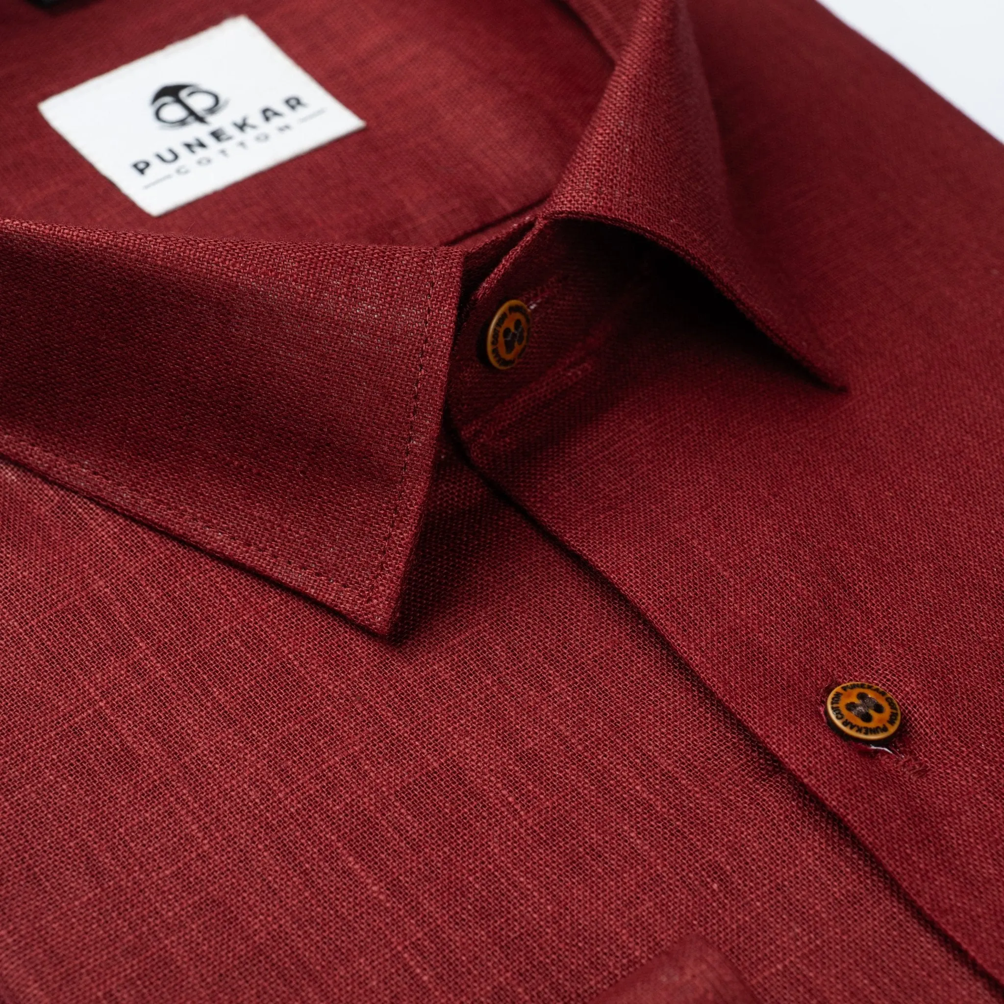 Maroon Color Linen Formal Shirts For Men