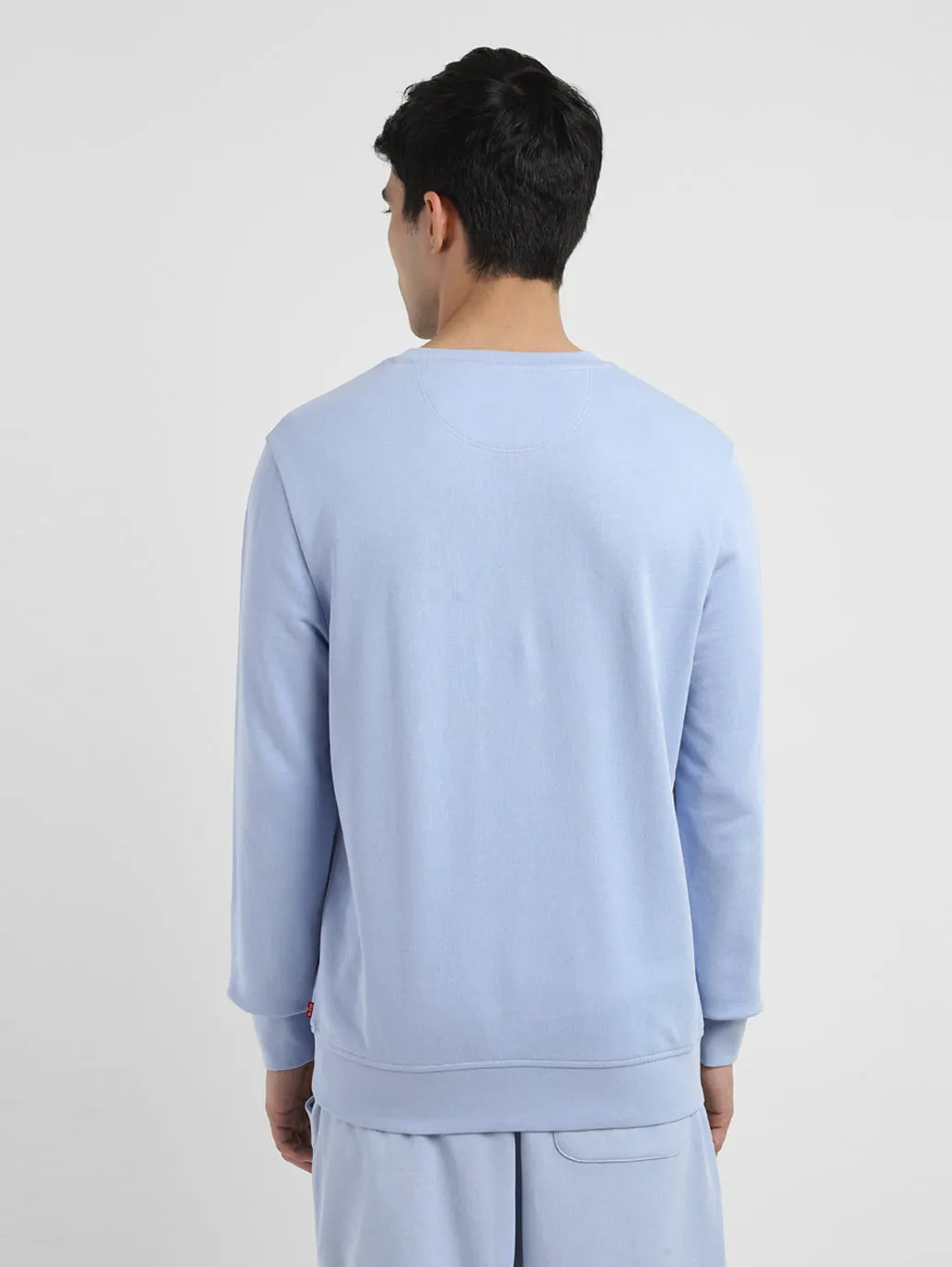 Men's Brand Logo Blue Crew Neck Sweatshirt