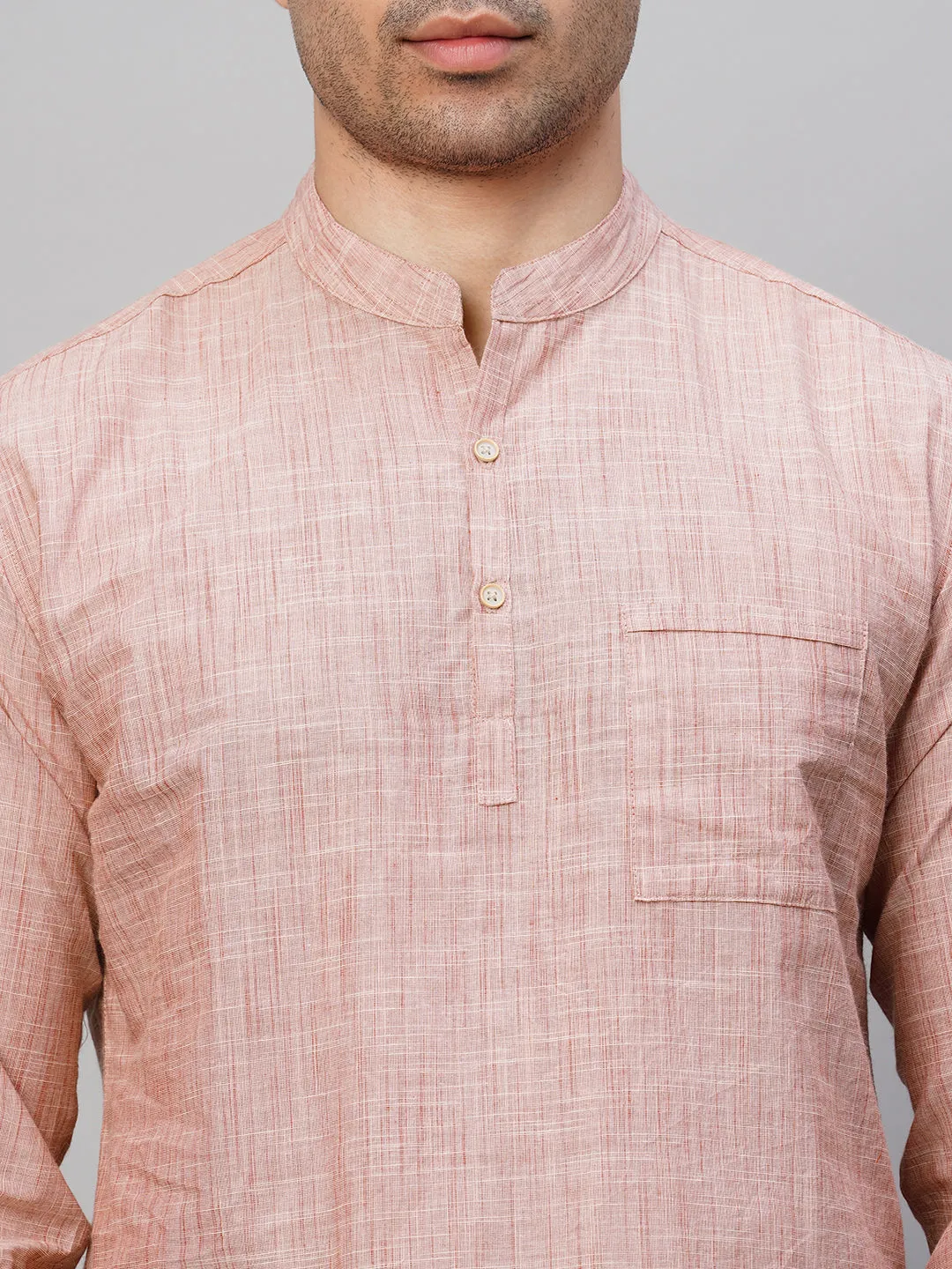 Men's Brick Cotton Regular Fit Kurta Shirt