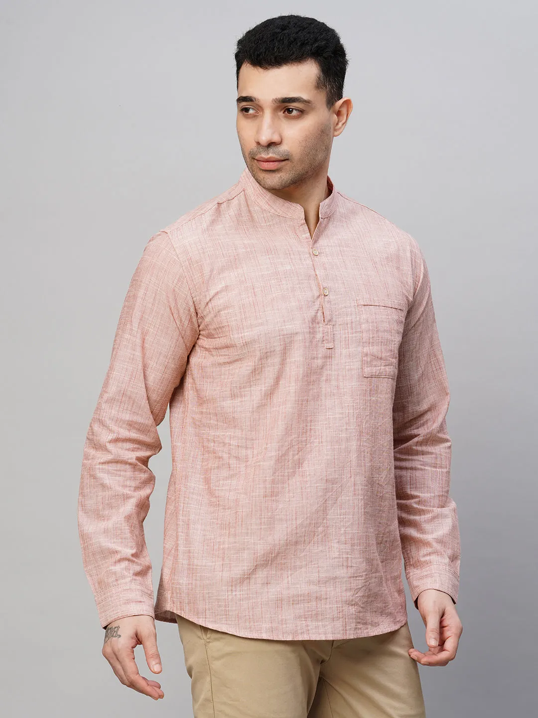 Men's Brick Cotton Regular Fit Kurta Shirt