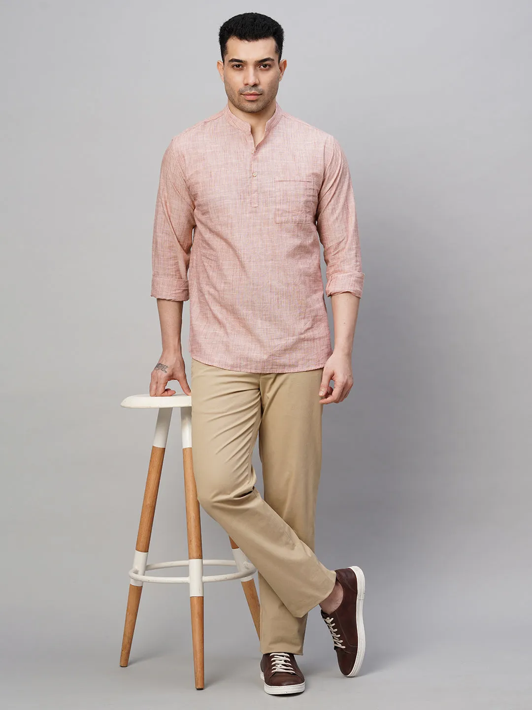 Men's Brick Cotton Regular Fit Kurta Shirt