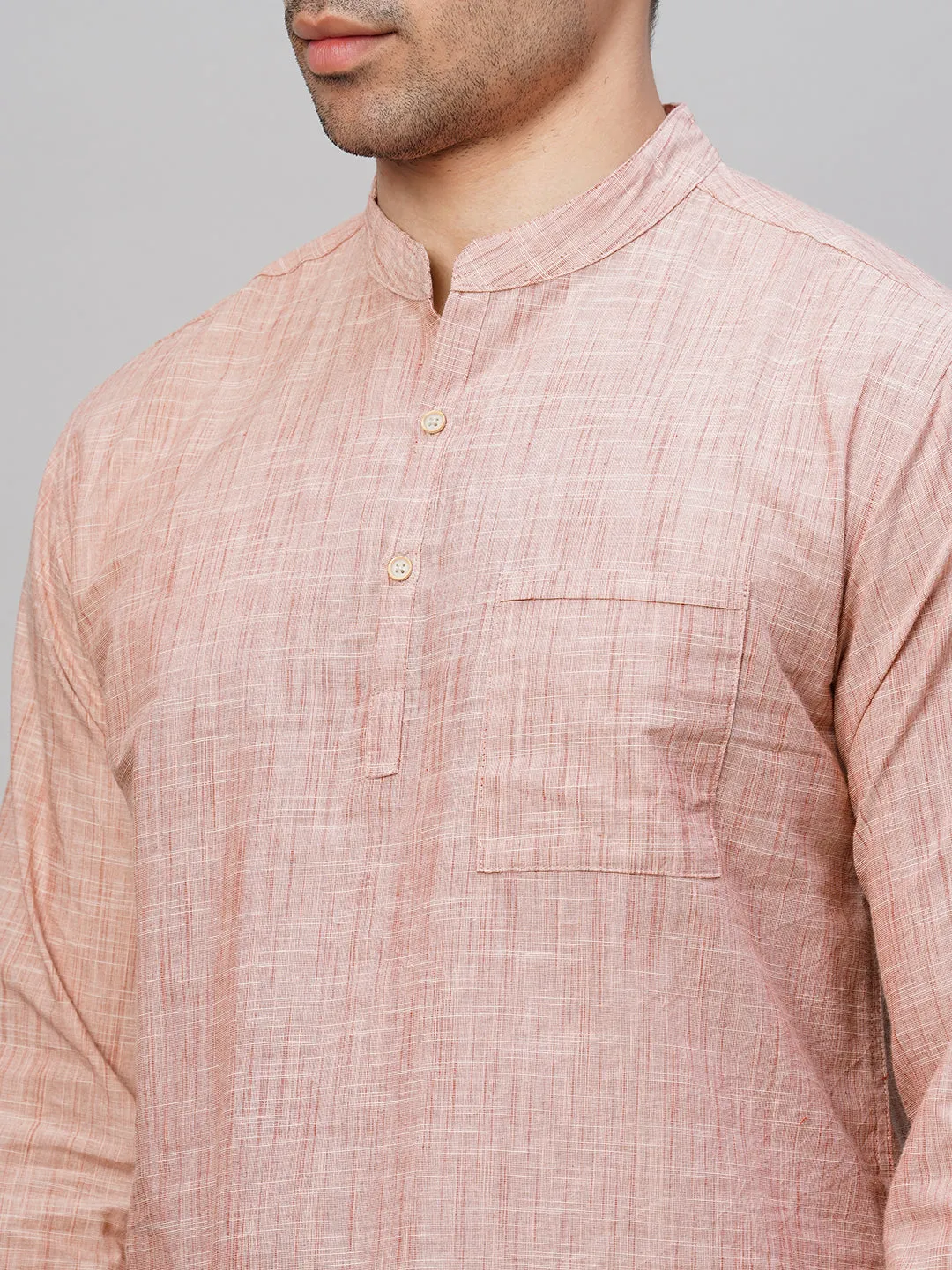 Men's Brick Cotton Regular Fit Kurta Shirt