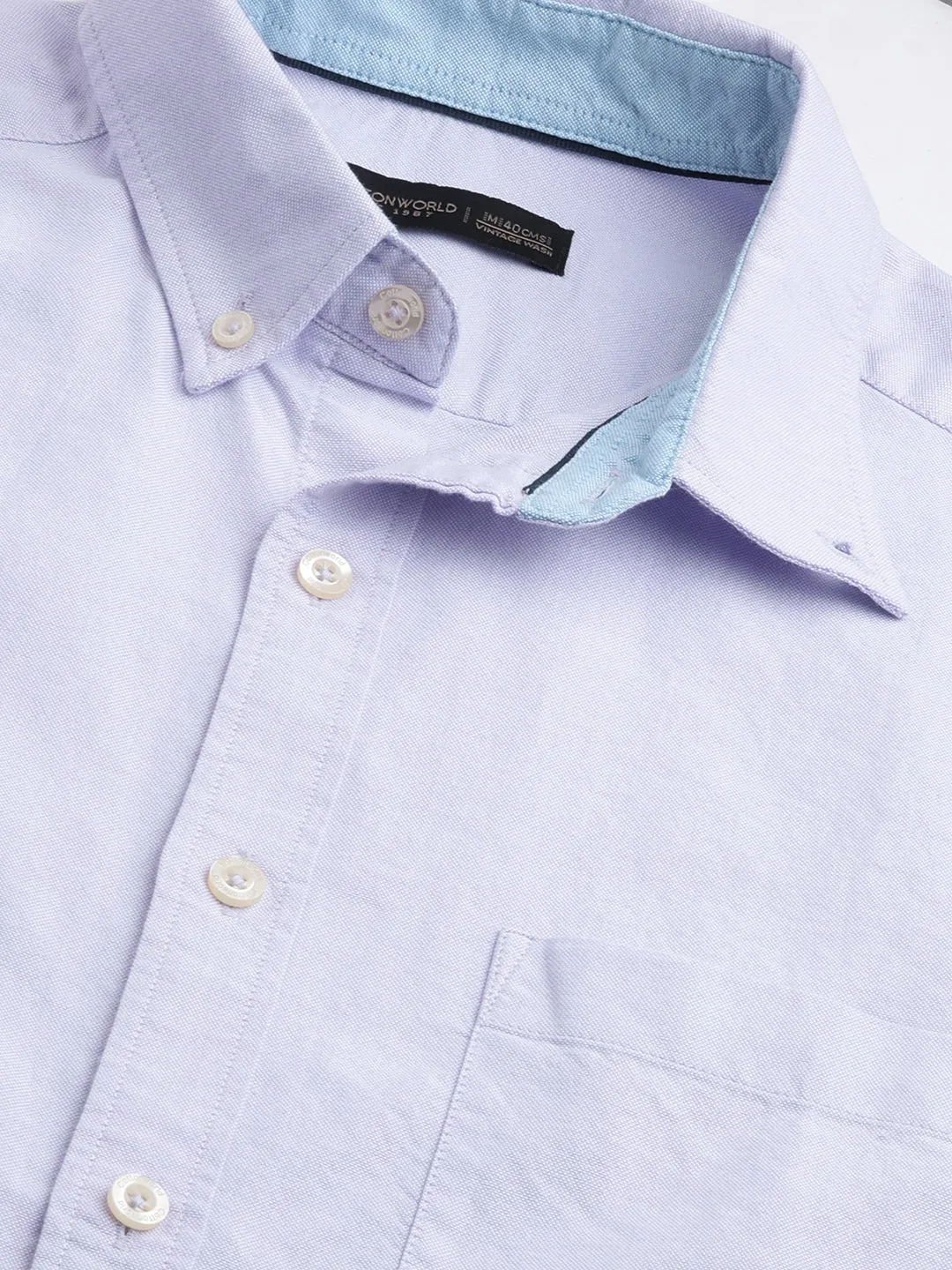 Men's Lilac Cotton Regular Fit Shirt