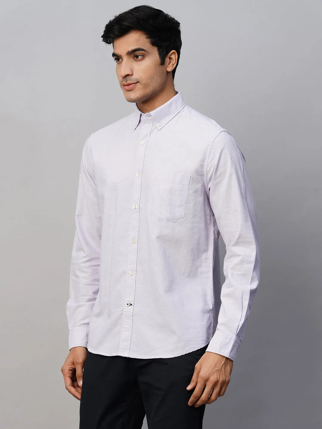 Men's Lilac Cotton Regular Fit Shirt