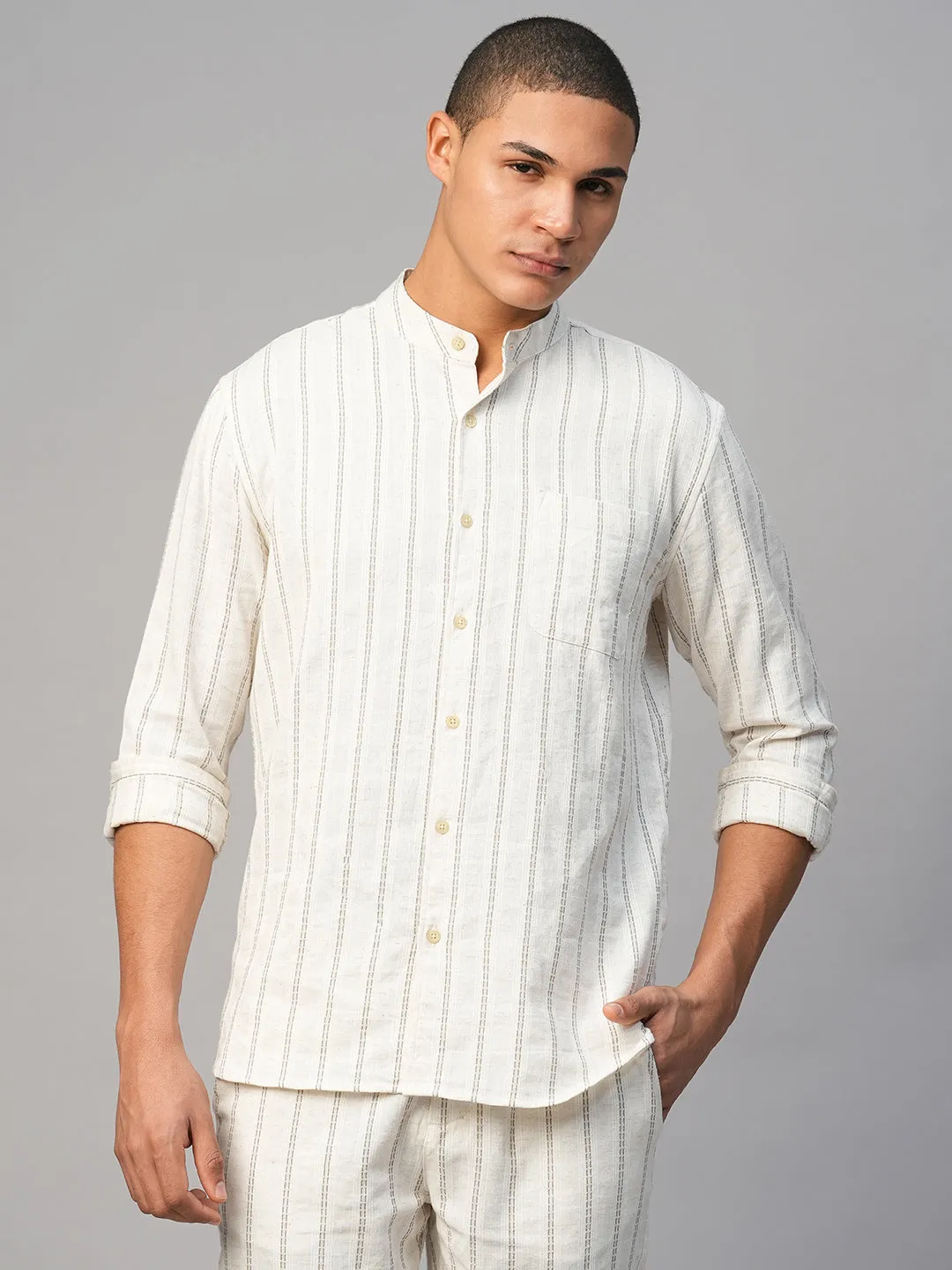 Men's Natural Cotton Linen Regular Fit Shirt