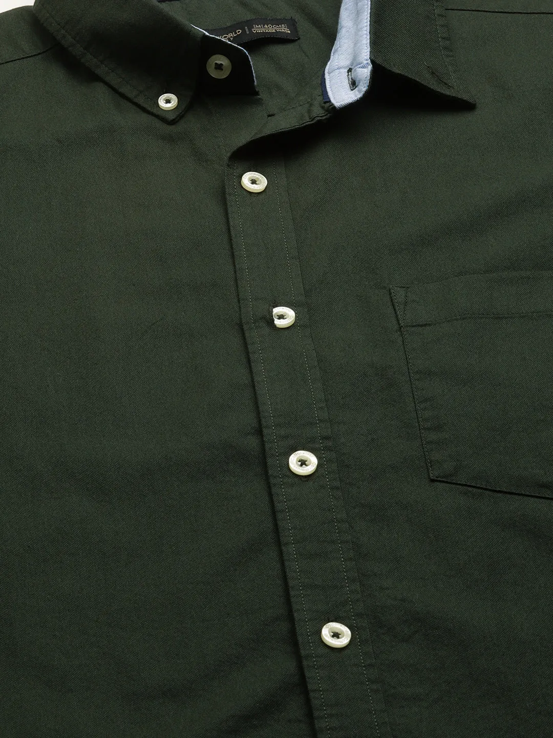 Men's Olive Cotton Regular Fit Shirt