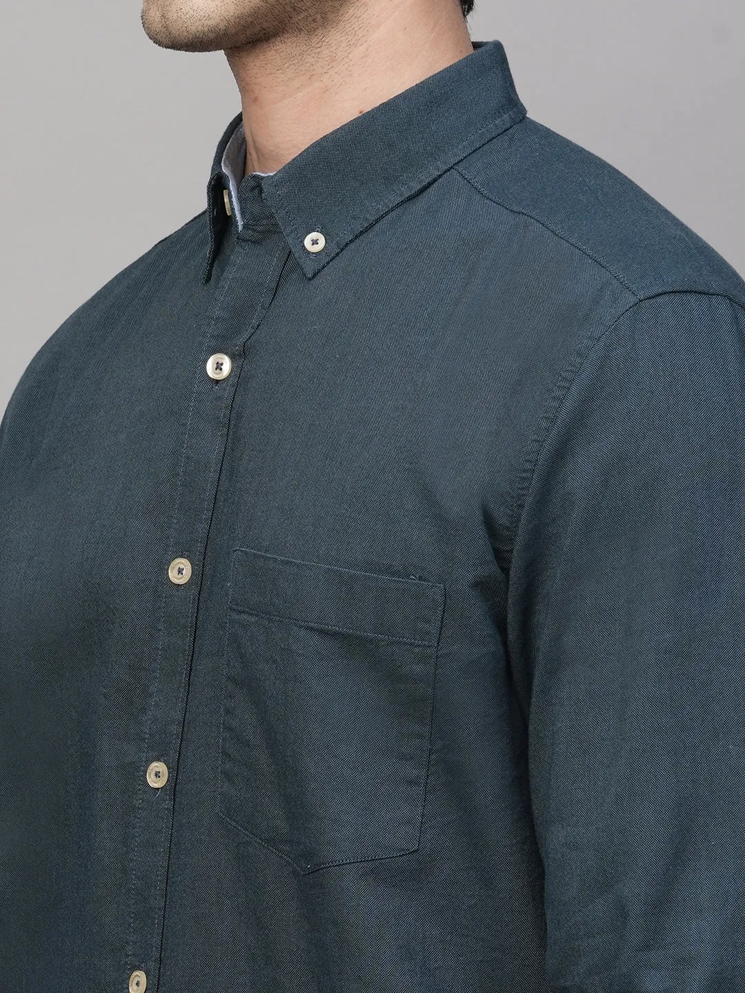 Men's Oxford  Navy Cotton Regular Fit Shirt