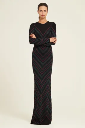 Metallic Intarsia Maxi Dress