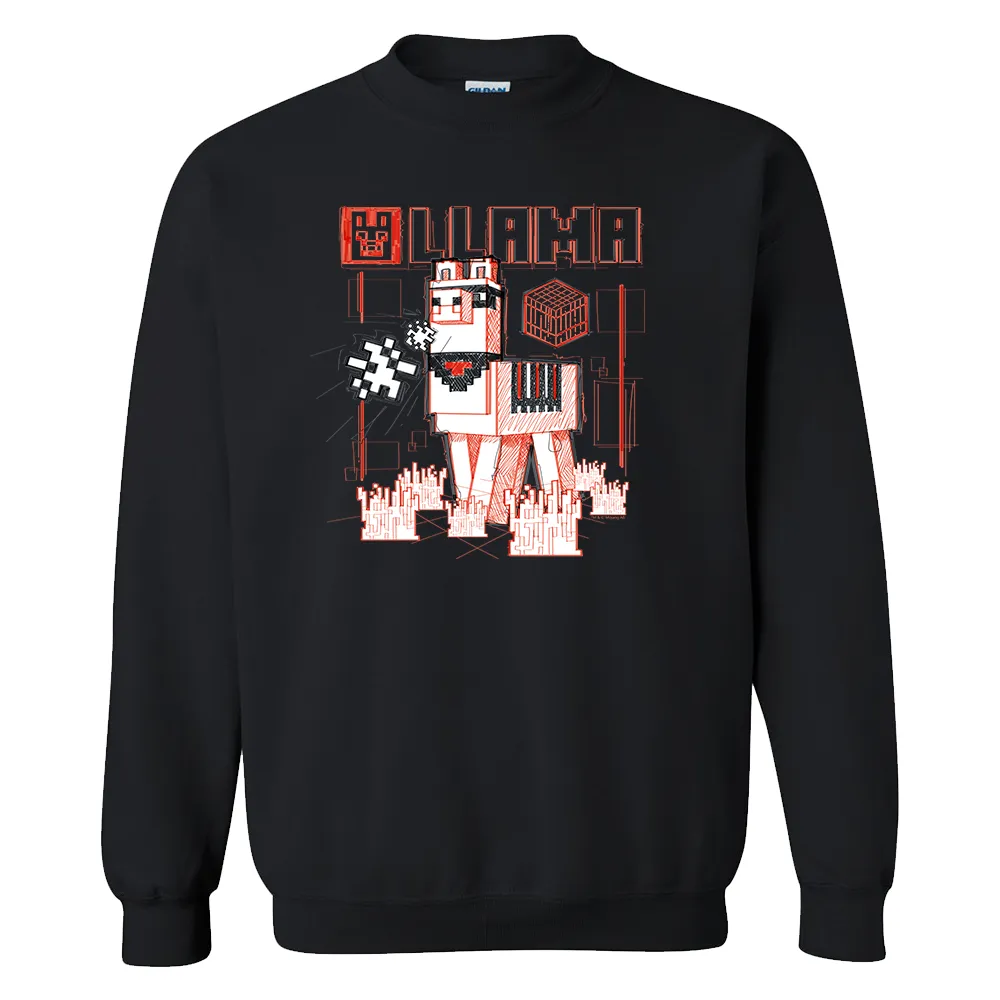 Minecraft Acid Sketch Llama Fleece Crewneck Sweatshirt