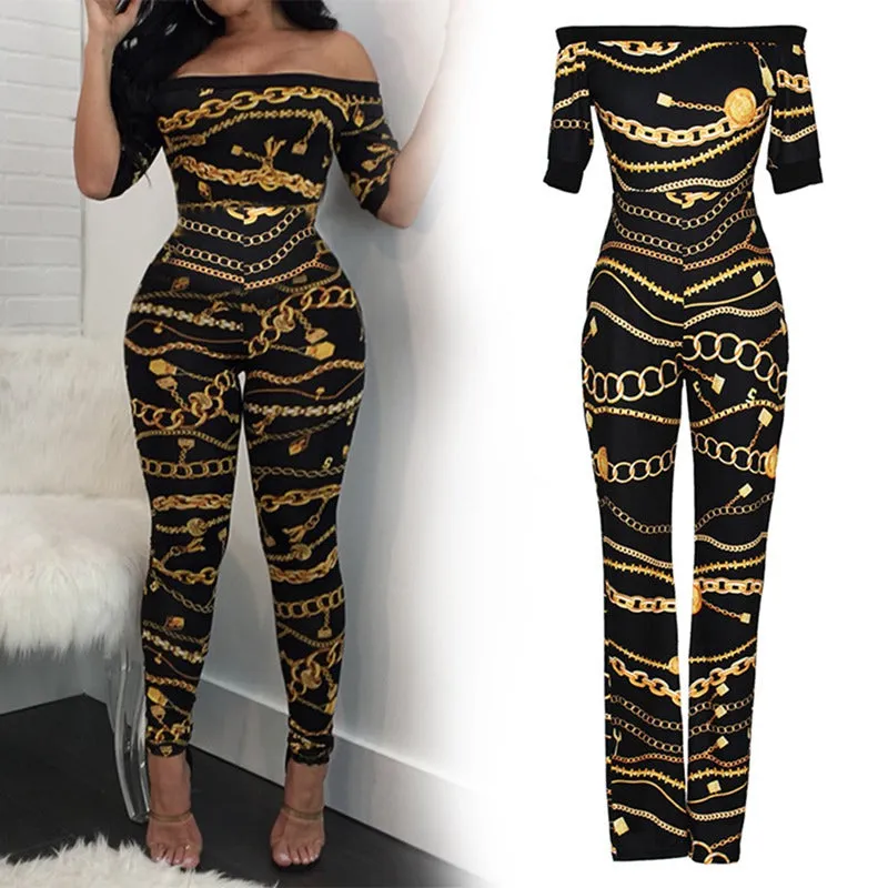 Off Shoulder Boho Fitness Jumpsuit