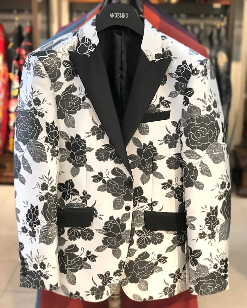 Prom Blazer - Floral Black & Silver - Prom - Tuxedo