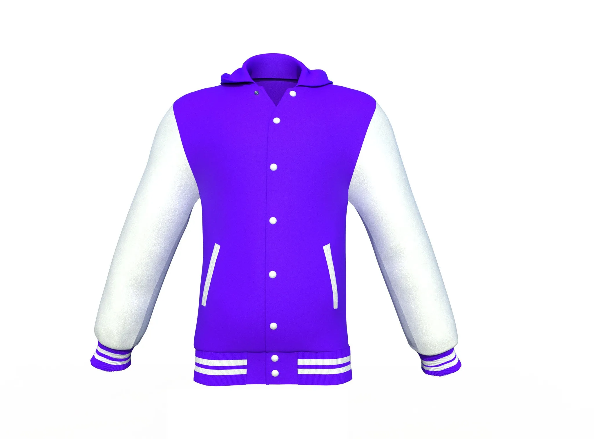 Purple Varsity Letterman Jacket with White Sleeves