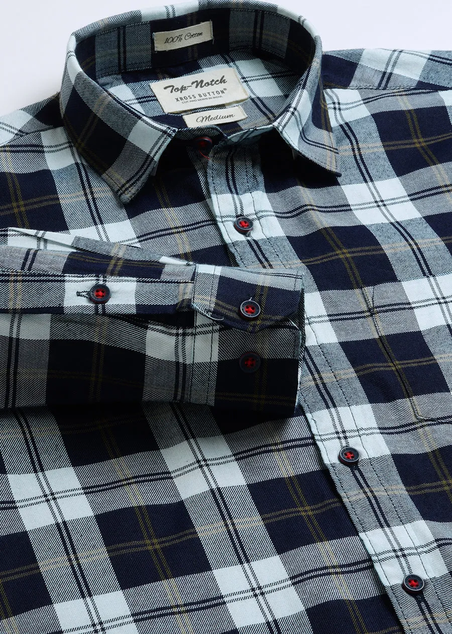 Quad Check Mens Navy Shirt