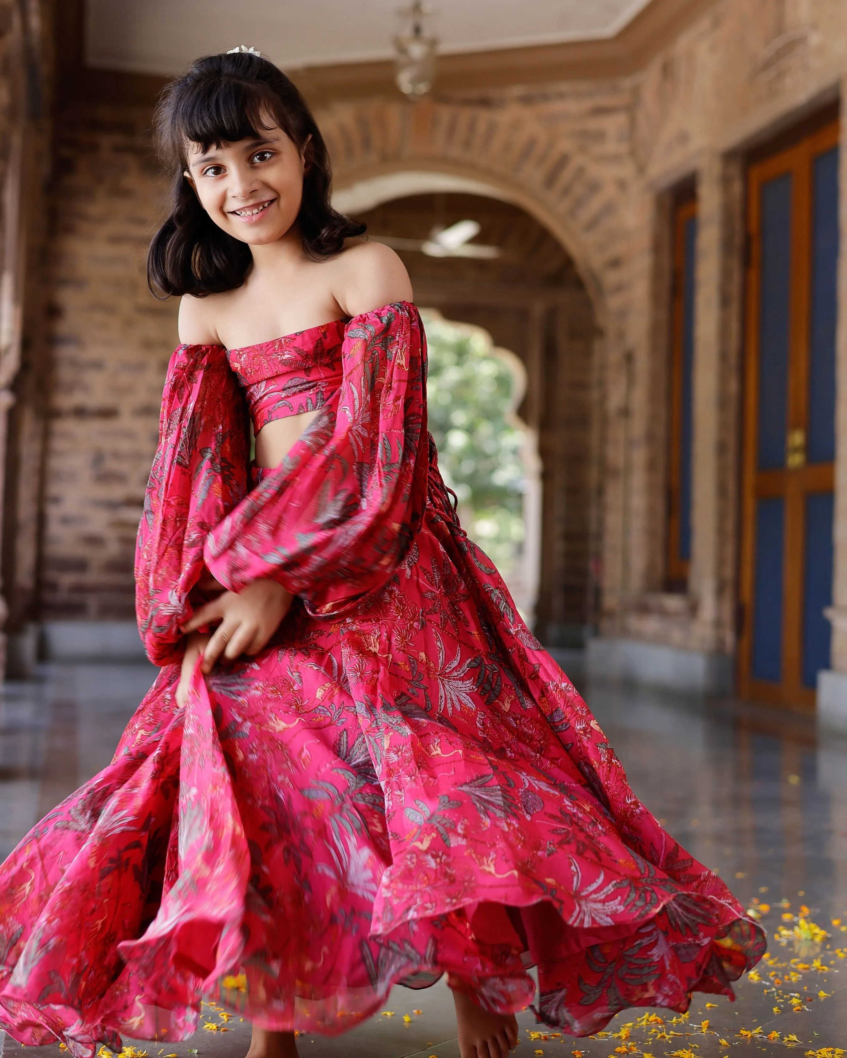 Ruby Chanderi Lehenga set