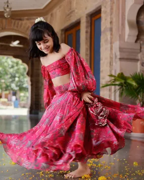 Ruby Chanderi Lehenga set