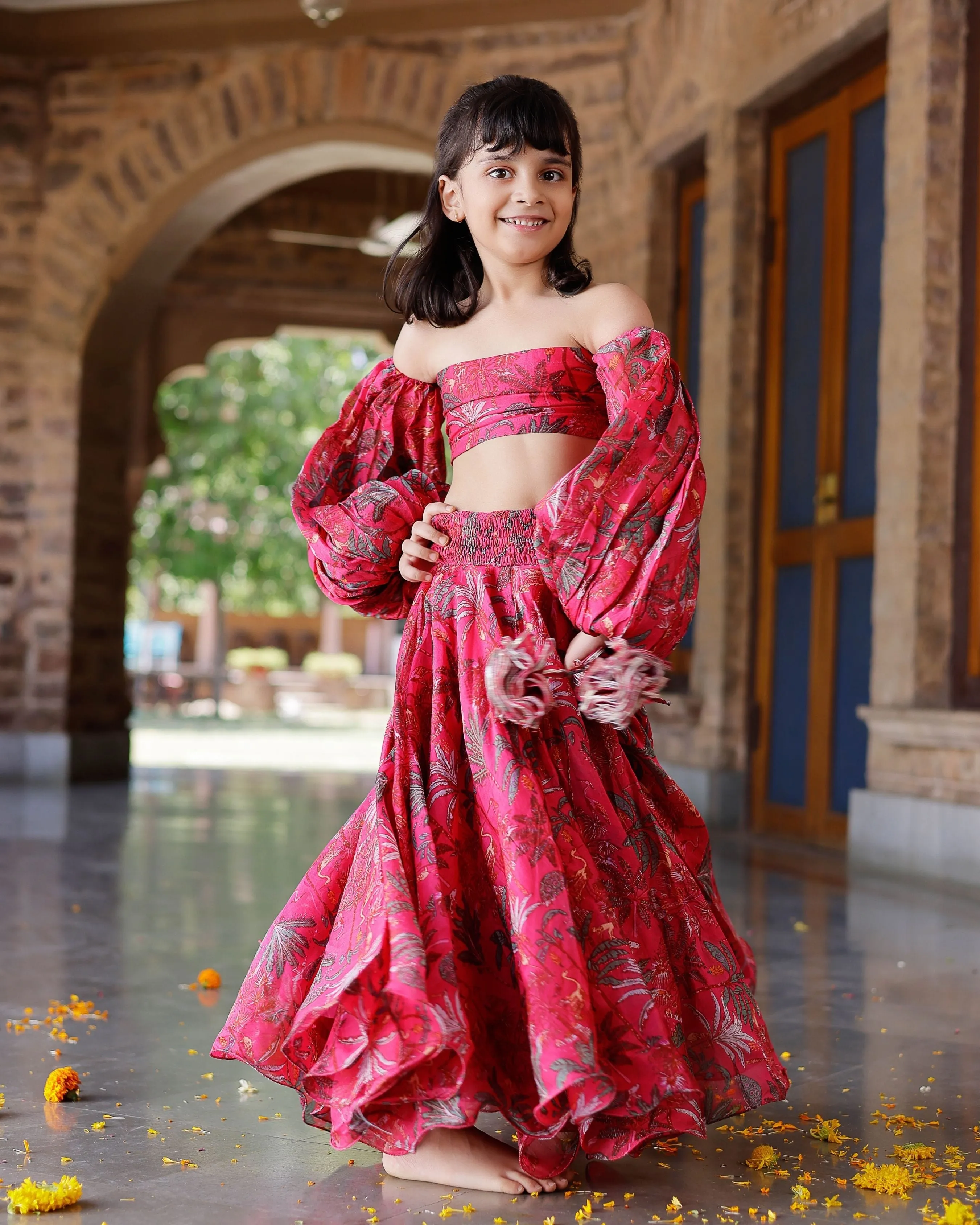 Ruby Chanderi Lehenga set