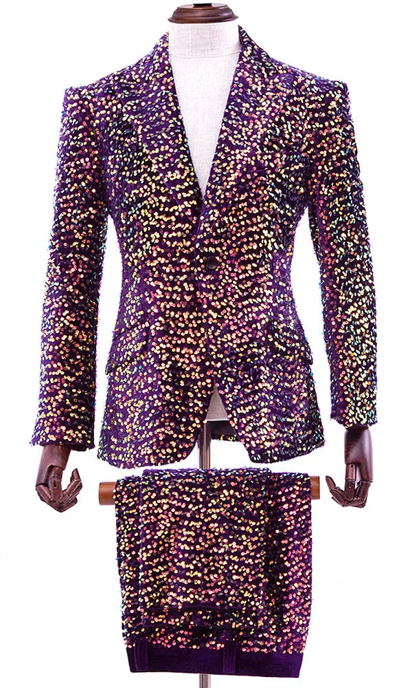 sequin suit men purple, Sico A purple