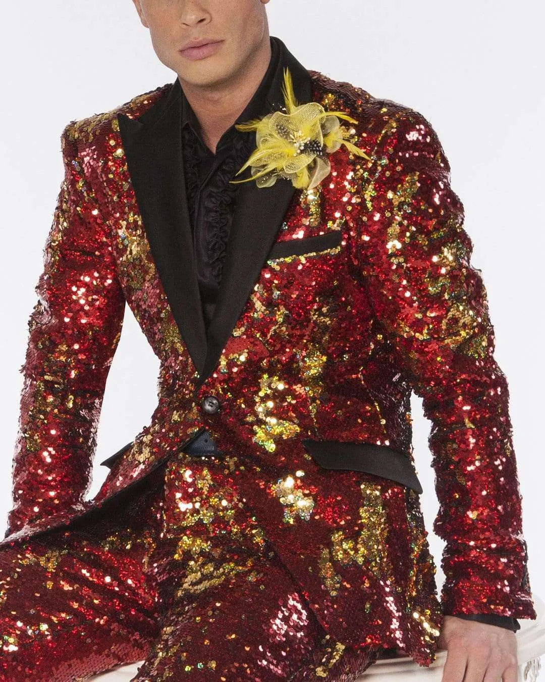 Sequin Suits New R. Red/Gold - Sequin - Mens - Suits