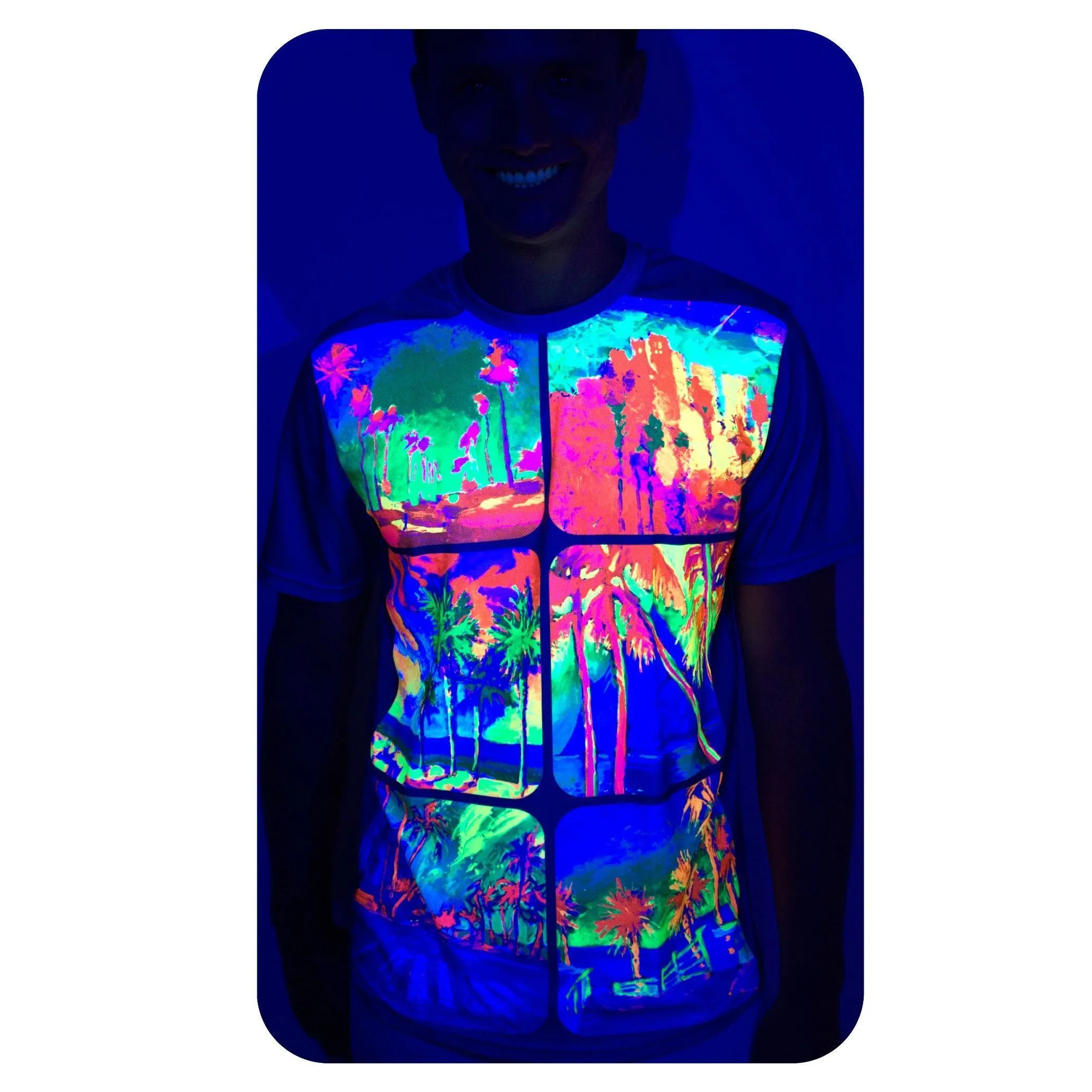 Shirts With Palms Glow in UV Fluorescent Neon Design