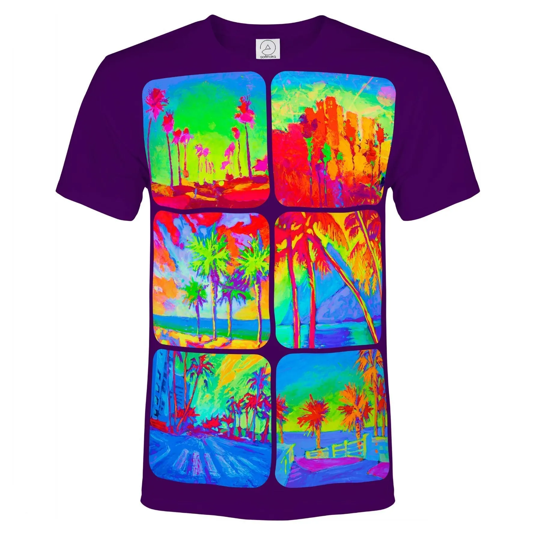 Shirts With Palms Glow in UV Fluorescent Neon Design