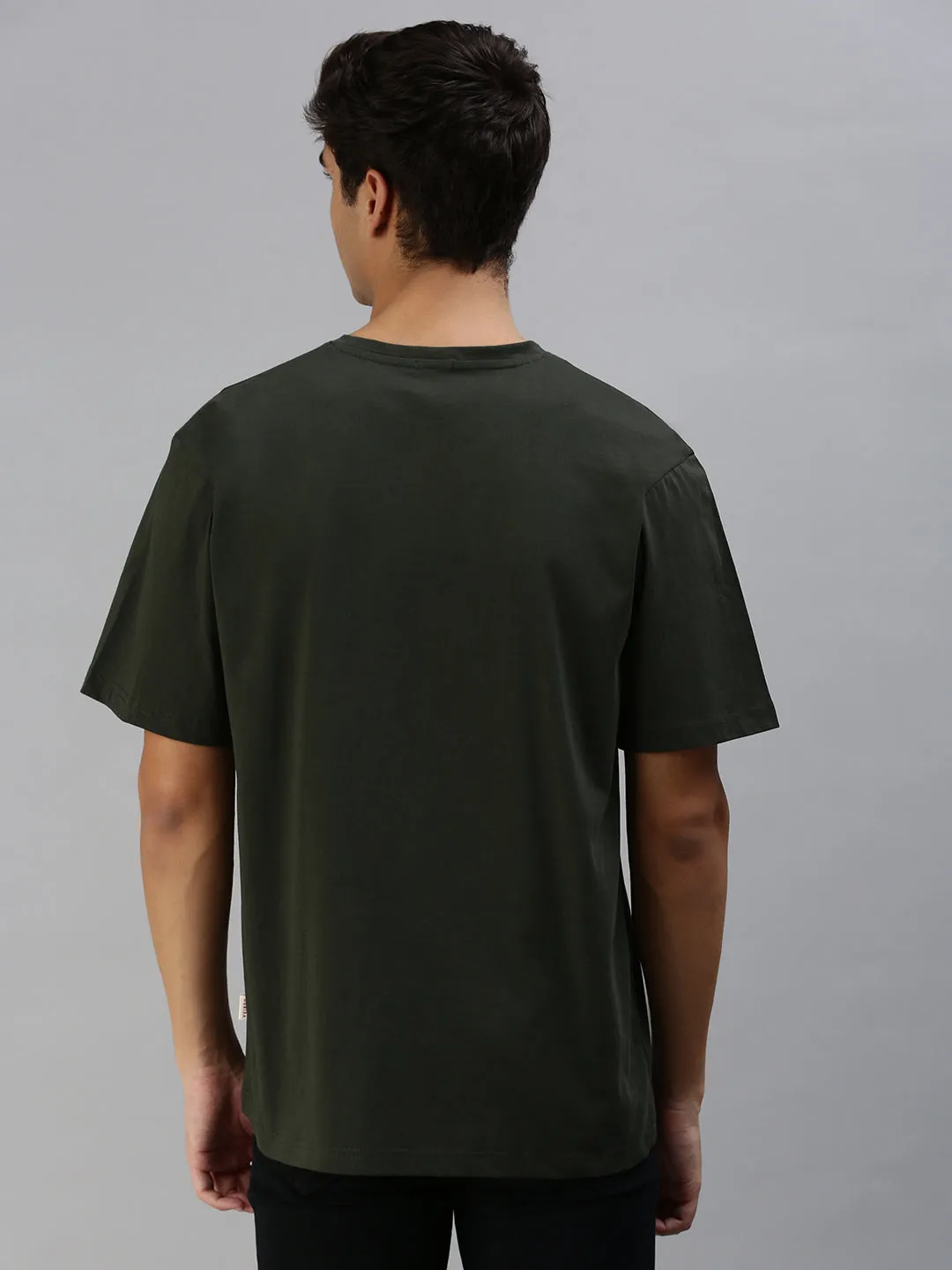 Skull Olive Oversized Pocket Graphic Printed Tshirt