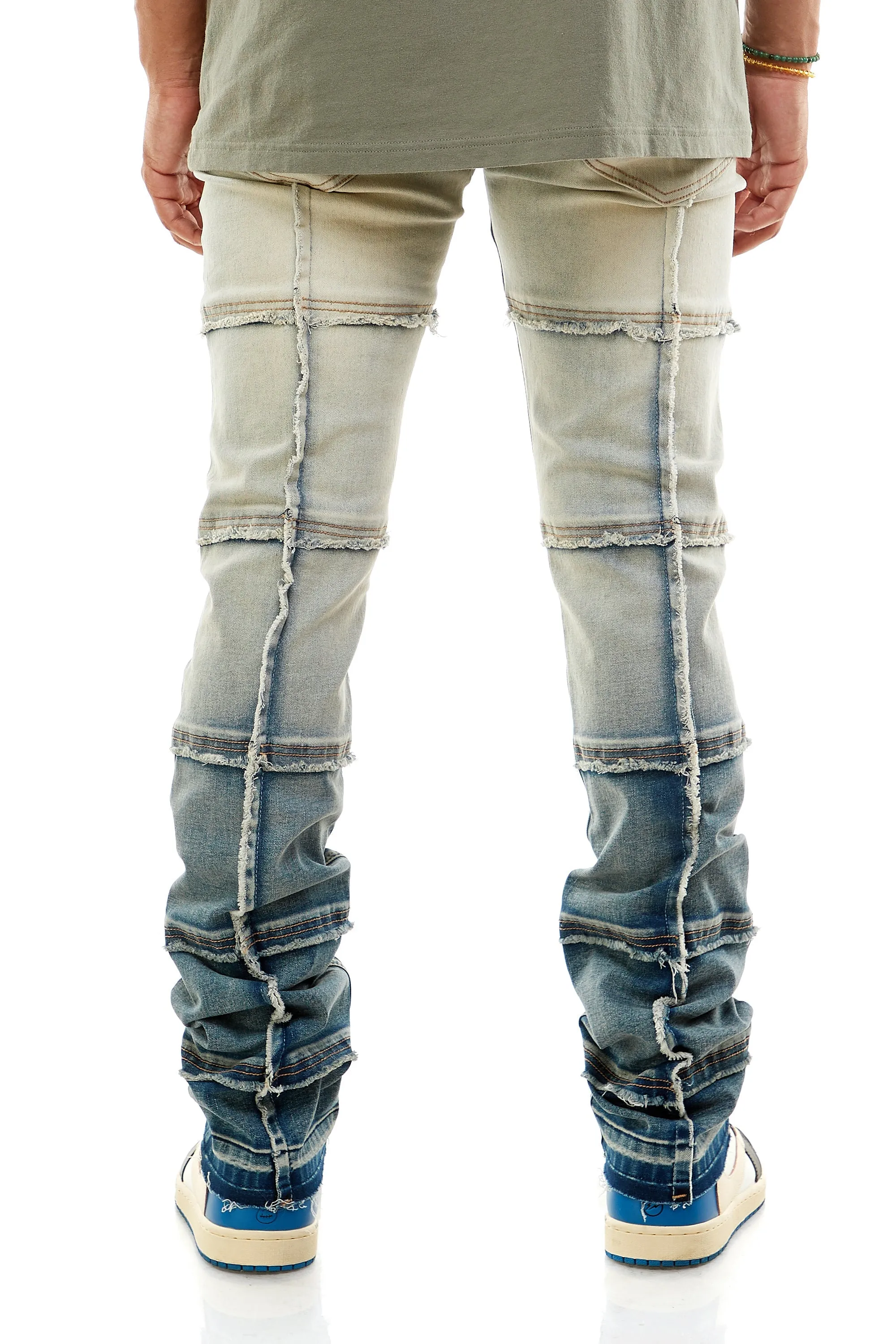 Stacked Cut Sew Jeans for Men