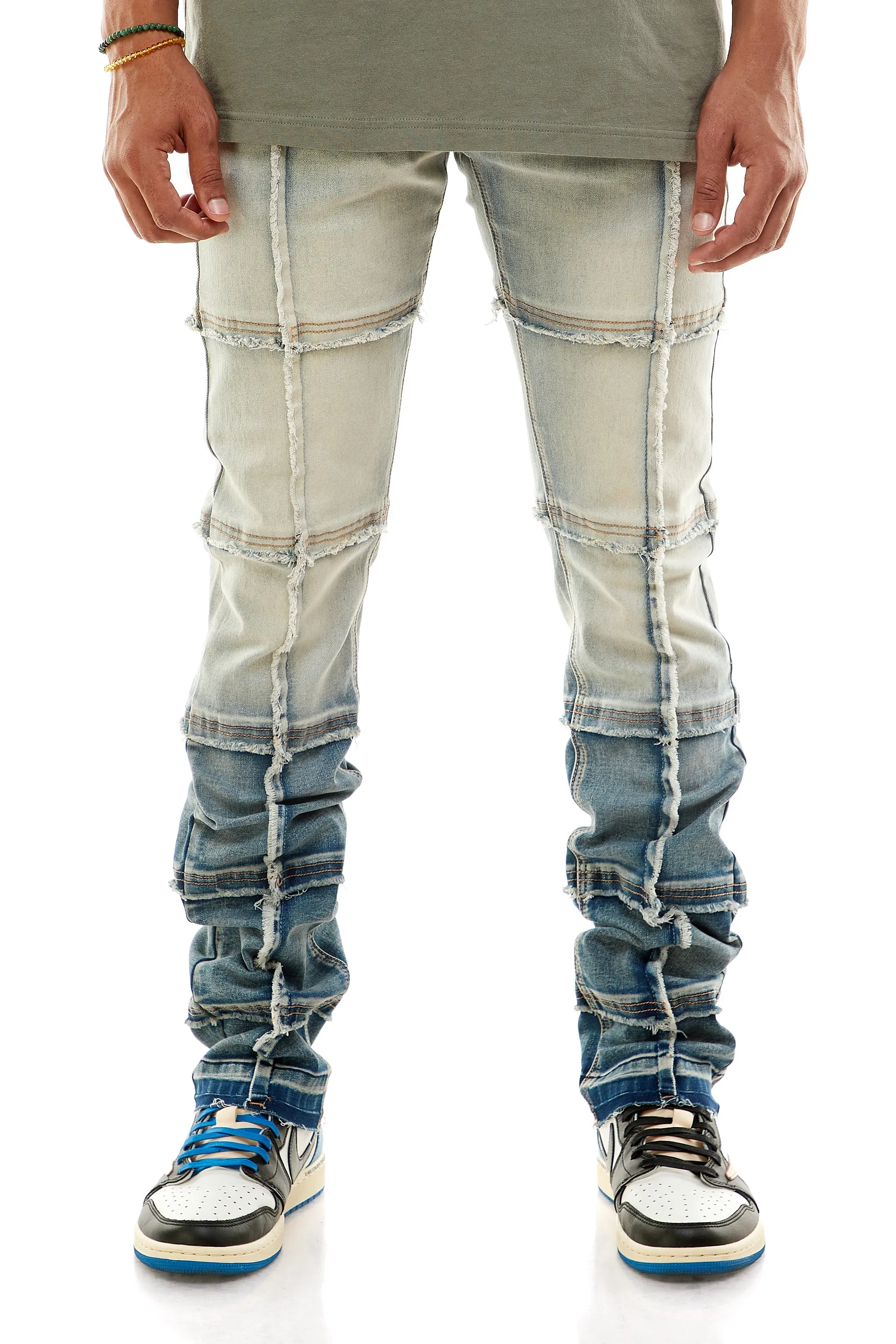 Stacked Cut Sew Jeans for Men