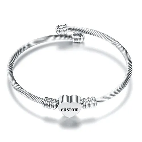 Stainless Steel Heart Bracelet Bangle