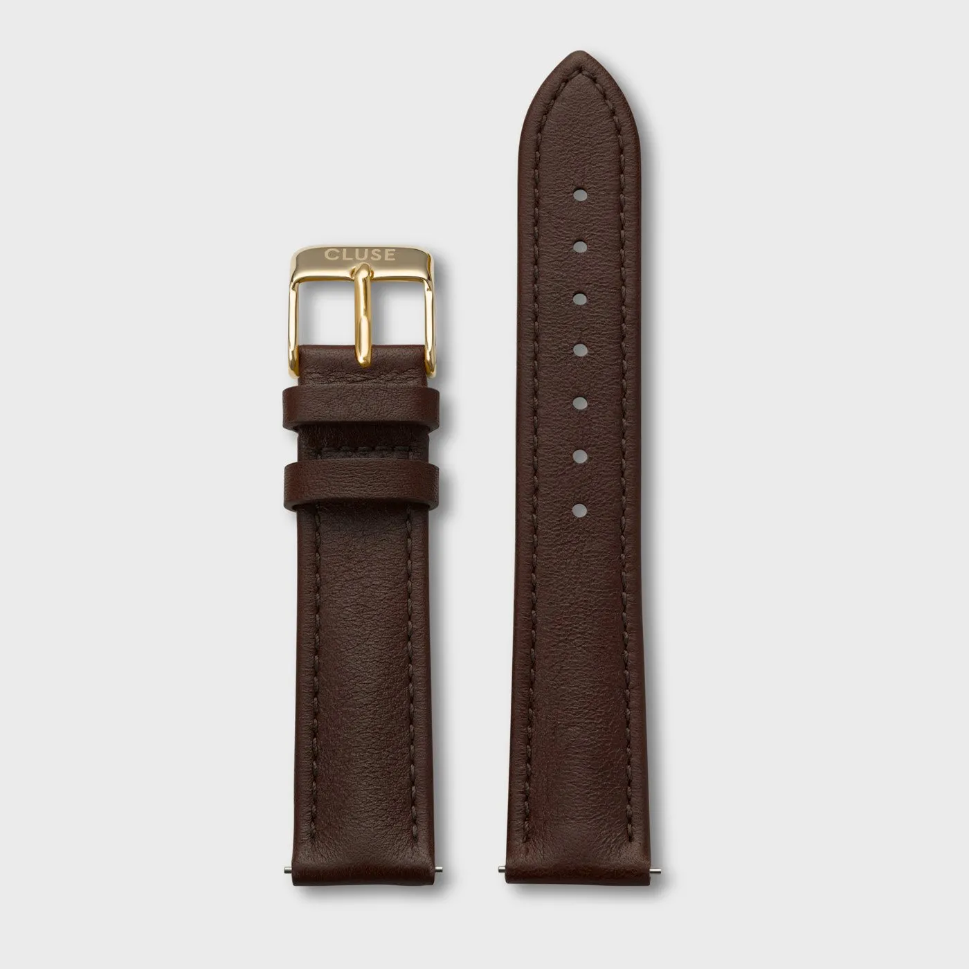 Strap 18 mm Leather Brown, Gold Colour