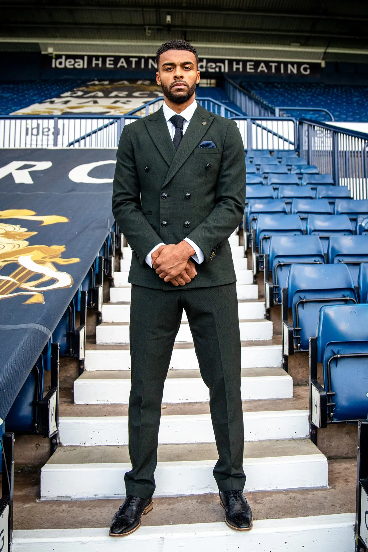 The WBA Collection - BROMLEY Olive Green Double Breasted Suit As Worn By Darnell Furlong