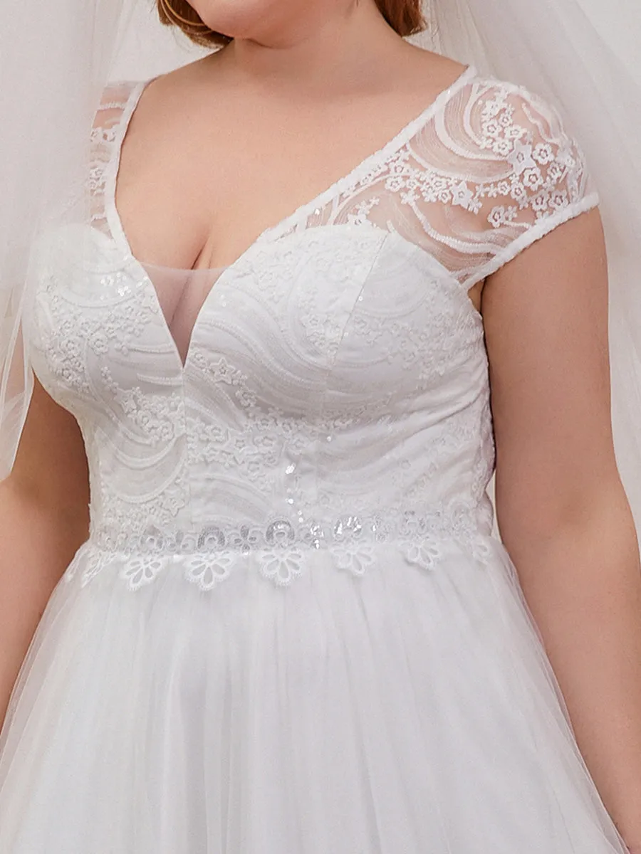 Trendy Deep V Neck Tulle Wholesale Wedding Dress