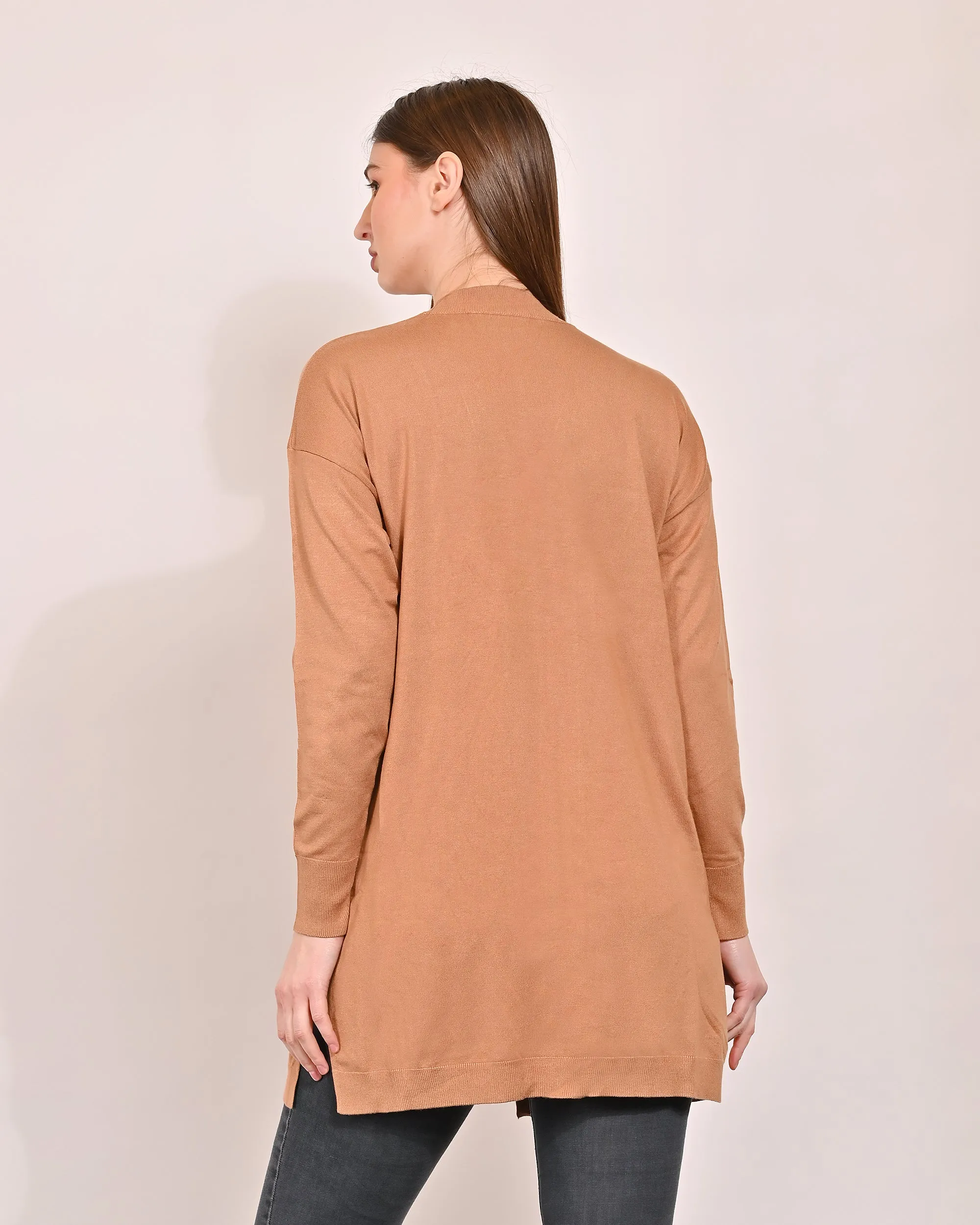 Women Brown Open Shrug