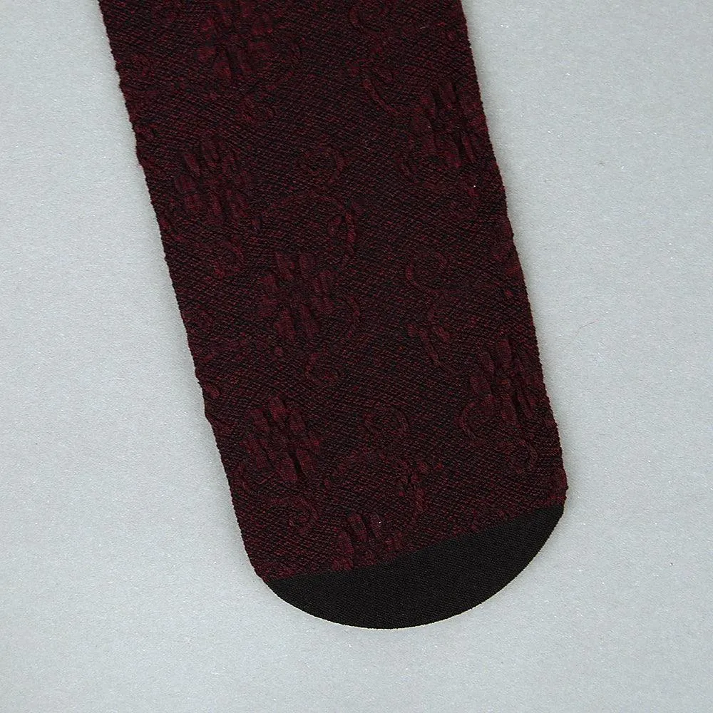 Women Jacquard Weave Floral Pattern Tchicking Women Socks (SO-31017)