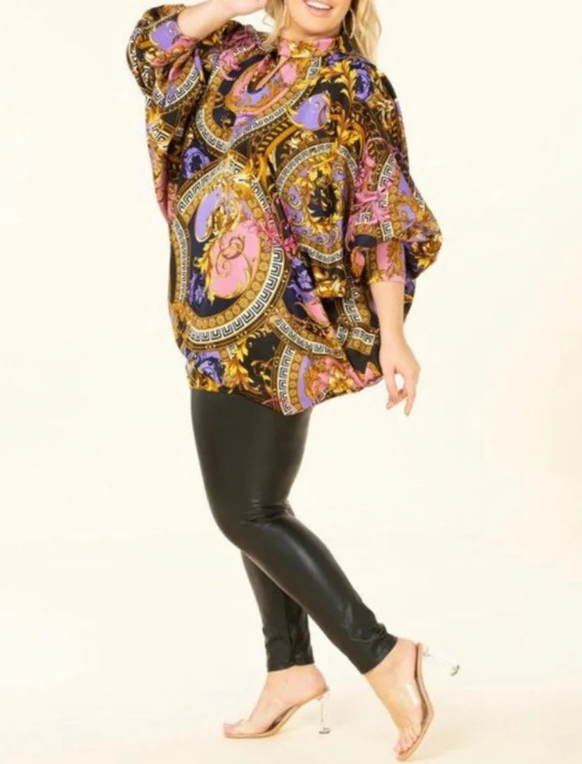 WOMEN OVERSIZE TUNIC DRESS SHIRT WITH DOLMAN SLEEVES